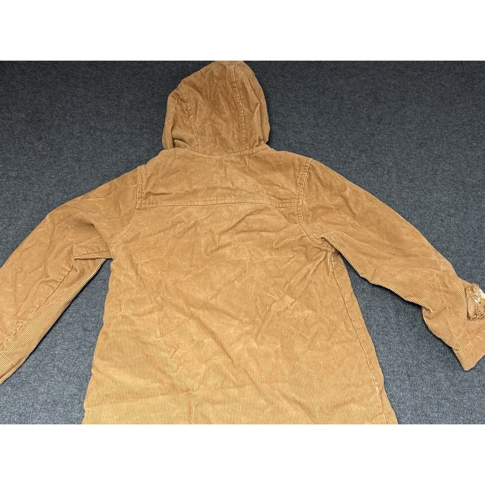 VTG Gymboree Girls Size 5 Coat Tan Corduroy‎ Embroidered Hooded Toggle Buttons